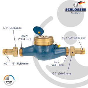 Hauswasserzähler Kombi-Set, Baulänge 300 mm,...