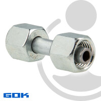 Schneidringverschraubung Verbindungsstück Ø 10 x 10 mm, Länge 50 mm, für Rohrleitungen, Stahl verzinkt