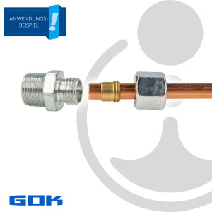 Schneidringverschraubung Typ GERK - Gerade Verschraubung Ø 12 mm x R 1/2 Zoll AG, konisch (R), Stahl verzinkt, Schneidring Messing