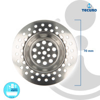 tecuro Edelstahl Abflusssieb für Spülenablauf - Ø 70 mm