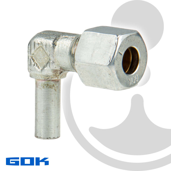Schneidringverschraubung Typ EVW - 90° Winkel - Verschraubung Rohrstutzen x RVS, Stahl verzinkt, Schneidring Messing/Stahl
