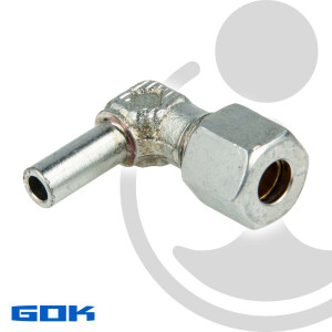 Schneidringverschraubung Typ EVW - 90° Winkel - Verschraubung Rohrstutzen x RVS, Stahl verzinkt, Schneidring Messing/Stahl