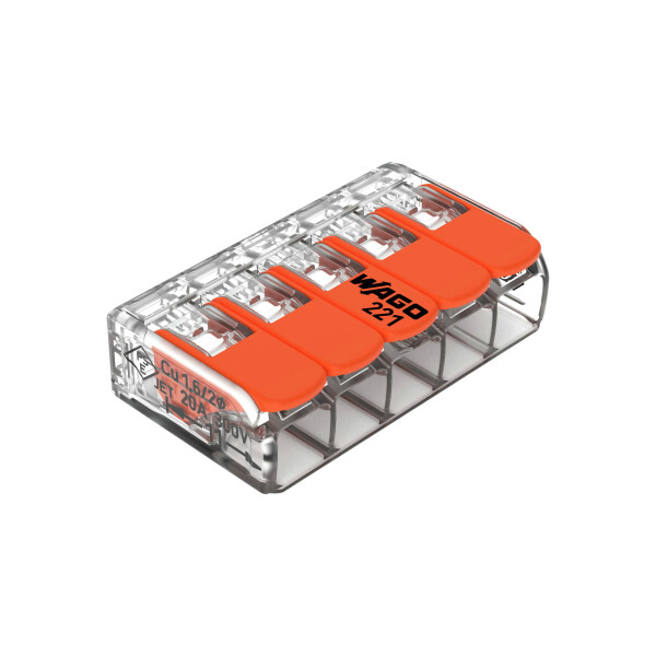 WAGO COMPACT - 5-Leiter - Verbindungsklemme für alle Kabel bis 4 mm² (221-415)