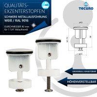 tecuro Excenterstopfen Ø 40 mm für 1 1/4 Zoll Ablaufventil - Weiß (RAL-9016)