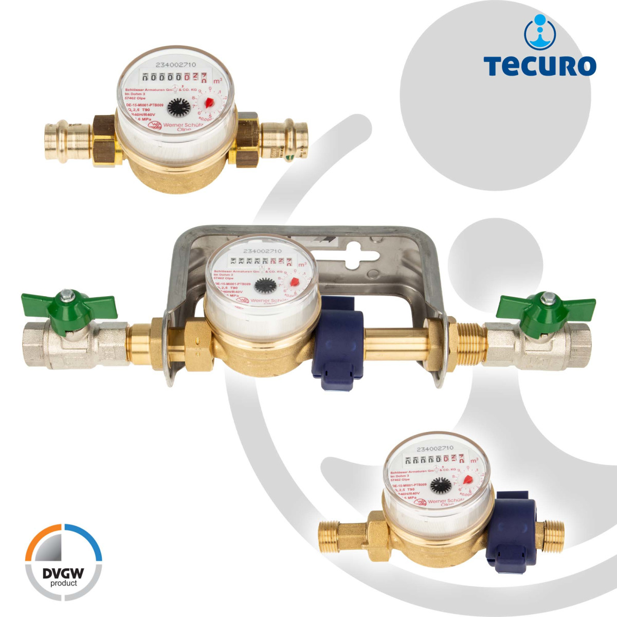 Einstrahlzähler ETK Kombi-Set (Warmwasser) bis 90...