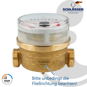 Einstrahlzähler ETK Kombi-Set (Warmwasser) bis 90 Grad Länge 80 mm, inkl. Verschraubungen mit Pressanschluss 12 mm