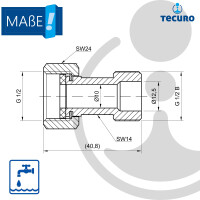 tecuro Verschraubung 1/2 Zoll Überwurfmutter x 1/2 Zoll Außengewinde -  Messing blank CW617N