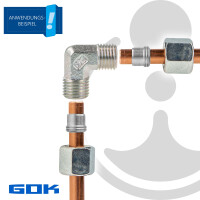 Schneidringverschraubung Typ W - 90° Winkel Verschraubung Ø 10 x 10 mm, Stahl verzinkt, Schneidring Stahl