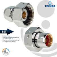tecuro Waschtischzähler Verschraubung 3/4 Zoll ÜWM x 3/8 Zoll IG und 3/4 Zoll ÜWM x Ø 10 mm QV - 2-er Set