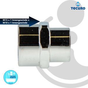 tecuro Reduzierstück M15/1 Innengewinde x M10/1 Innengewinde MS-verchromt