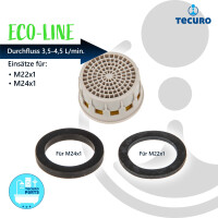 tecuro ECO SPAR Mischdüse - Strahlregler Einsatz für M22 M24, Durchflussklasse T: 3,5 - 4,5 l/min, inkl. Dichtungen
