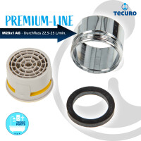 tecuro PREMIUM Mischdüse Strahlregler M28x1 AG, Durchflussklasse A: 22,5 - 25,0 l/min, verchromt