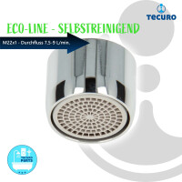 tecuro Selbstreinigende ECO SPAR Strahlregler Luftsprudler M22x1 IG, Durchflussklasse Z: 7,5 - 9,0 l/min, verchromt