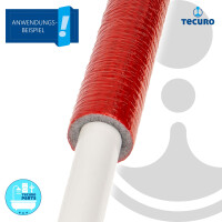 tecuro Isolierschlauch PE-XT mit reißfester PE-Schutzfolie, 6 mm Dämmstärke, Rolle mit 10 m, rot/blau, für Rohr Ø 12 - 28 mm