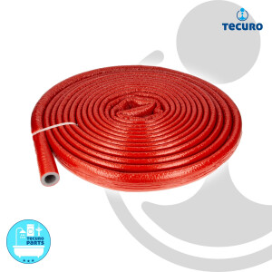 tecuro Isolierschlauch PE-XT für Rohr Ø 22 mm, mit reißfester PE-Schutzfolie in rot, 6 mm Dämmstärke, Rolle mit 10 m, Rohrisolierung, Dämmung, Schutzschlauch, Trittschutz, Unterputz-Estrich etc