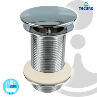 tecuro Design Ablaufventil 1 1/4 Zoll, nicht verschliessbar, für Waschbecken, MS-verchromt