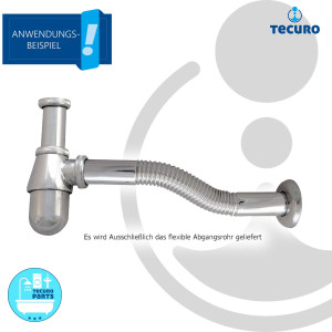 tecuro flexibles Abgangsrohr Ø 32 mm x  300 mm, Messing verchromt