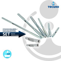 tecuro Stockschraube M8 / M10 - Stahl verzinkt, mit Universal Hohlraumdübel