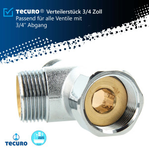 tecuro T-Verteilerstück 3/4 Zoll - für Geräte, MS-verchromt