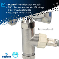 tecuro T-Verteilerstück 3/4 Zoll - für Geräte, MS-verchromt