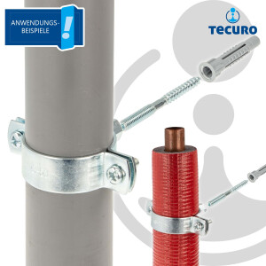 tecuro 10-er Kombi-Set Schraubrohrschelle M8/M10 verzinkt, inkl. Stockschraube und Hohlraumdübel