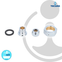 tecuro Waschtischzählerverschraubung 3/4 Zoll Überwurfmutter x Ø10 mm QV