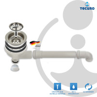 tecuro Spülen-Siebkorbventil Ø 114 mm (3 1/2 Zoll) mit Raumsparabgang und GA