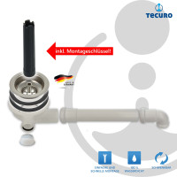 tecuro Spülen-Siebkorbventil Ø 114 mm (3 1/2 Zoll) mit Raumsparabgang und GA