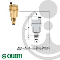 CALEFFI Schnellentlüfter ROBOCAL 3/8 Zoll, automatisch - mit Absperrventil Typ 502730