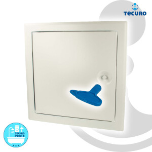 B-WARE tecuro Revisionstür 500 x 500 mm Einbautür mit Rahmen und Vierkantschloss, Stahlblech weiss RAL 9016