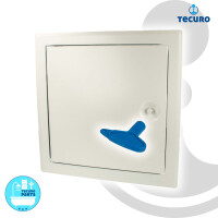 B-WARE tecuro Revisionstür 500 x 500 mm Einbautür mit Rahmen und Vierkantschloss, Stahlblech weiss RAL 9016