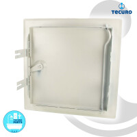 B-WARE tecuro Revisionstür 500 x 500 mm Einbautür mit Rahmen und Vierkantschloss, Stahlblech weiss RAL 9016