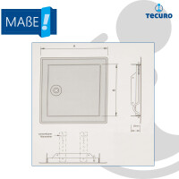 B-WARE tecuro Revisionstür 500 x 500 mm Einbautür mit Rahmen und Vierkantschloss, Stahlblech weiss RAL 9016
