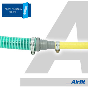 Airfit Schlauchkupplung beidseitig für Schlauch von Ø 8 bis 25 mm - KS-grau