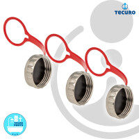 3 Stück tecuro Kappe 3/4 Zoll für KFE-Hahn - mit Dichtung - Messing, vernickelt
