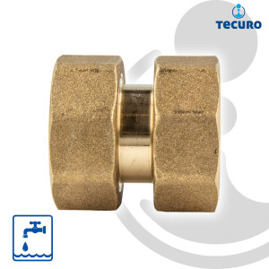 tecuro Verschraubung ÜWM/ÜWM 1 1/4 x 1 1/4 Zoll DN 32 - flachdichtend - MS blank CW617N
