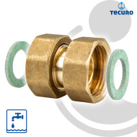 tecuro Verschraubung ÜWM/ÜWM 1 1/4 x 1 1/4 Zoll DN 32 - flachdichtend - MS blank CW617N