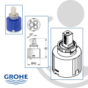 GROHE Keramik-Kartusche 440440, KN 40mm, für...