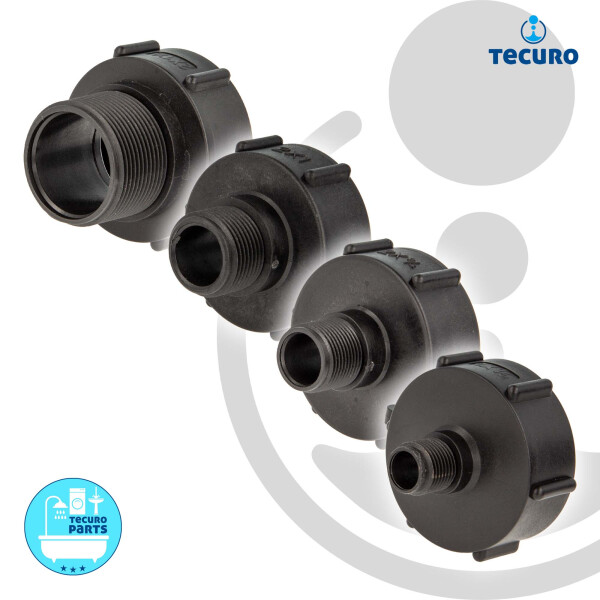 tecuro IBC Adapter Anschlusskappe mit Grobgewinde S60 x 6 und Außengewinde, HDPE