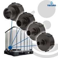 tecuro IBC Adapter Anschlusskappe mit Grobgewinde S60 x 6 und Außengewinde, HDPE
