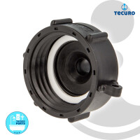 tecuro IBC Adapter Anschlusskappe mit Grobgewinde S60 x 6 und Außengewinde 1/2 Zoll (DN15), HDPE