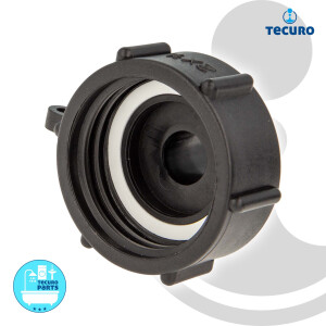 tecuro IBC Adapter Anschlusskappe mit Grobgewinde S60 x 6 und Außengewinde 3/4 Zoll (DN20), HDPE