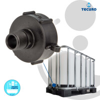 tecuro IBC Adapter Anschlusskappe mit Grobgewinde S60 x 6 und Außengewinde 3/4 Zoll (DN20), HDPE