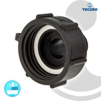tecuro IBC Adapter Anschlusskappe mit Grobgewinde S60 x 6 und Außengewinde 1 Zoll (DN25), HDPE