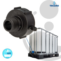 tecuro IBC Adapter Anschlusskappe mit Grobgewinde S60 x 6 und Außengewinde 1 Zoll (DN25), HDPE