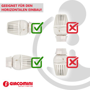 GIACOMINI Thermostatkopf R460, mit Patentbefestigung auf GIACOMINI Thermostatventile, weiss, R460X001