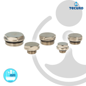 tecuro Blindstopfen, Verschlussstopfen 3/4 Zoll - selbstdichtend mit O-Ring - Messing vernickelt