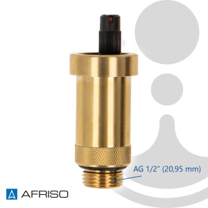 AFRISO Schnellentlüfter PrimoVent 1/2 Zoll, mit Aquastop - 12 bar, max. +110°C - Typ 77752