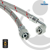tecuro Universal - Ölschlauch beidseiting Überwurfmutter - konisch dichtend, einseitig Rohrbogen 90°