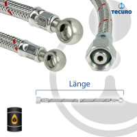 tecuro Universal - Ölschlauch mit Ringanschluss Ø 10 mm (innen) x 3/8 Zoll ÜWM x 1000 mm - konisch dichtend